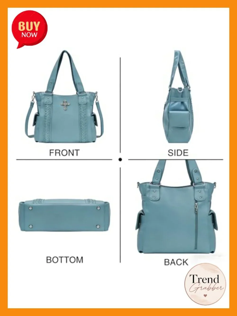 Faux Leather Western Hobo Bag with Crossbody Strap Large Tote